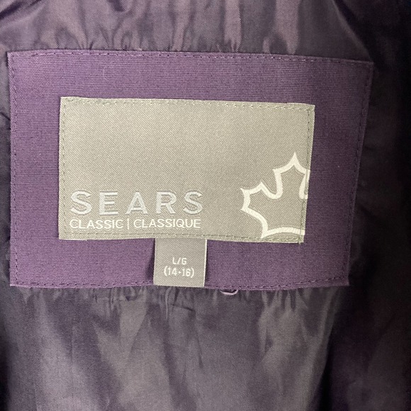 Sears Classic Purple All-Weather Hooded Parka Jacket Large - Picture 6 of 13